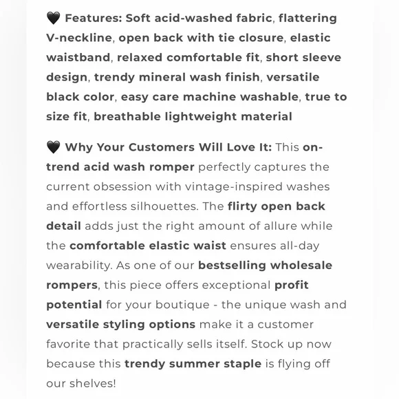 Lulus Black Acid Wash Open Back Tie Detail Short Sleeve Romper New - Picture 8 of 11